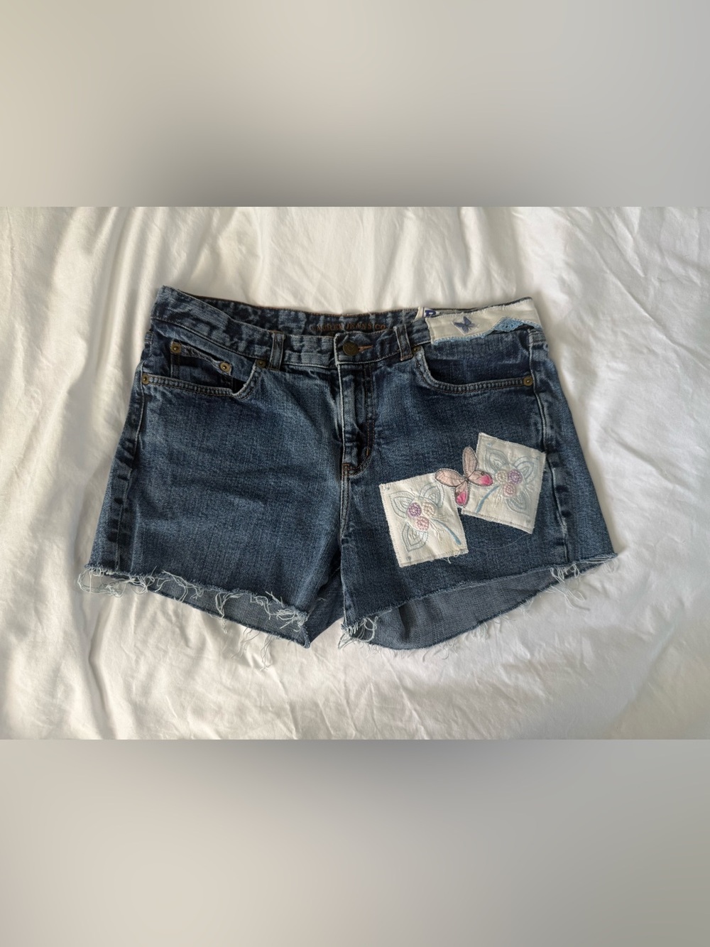 Ralph Lauren Dark Blue Denim Shorts with Floral Patch